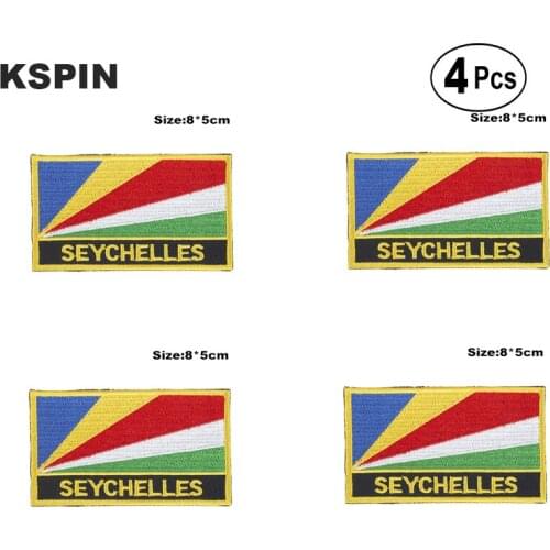 Seychelles Rectangular Shape Flag Iron on Saw on Patches Embroidered Flag Patches National Flag Patches for Clothing