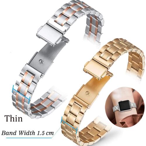Thin Women Bracelet for apple watch 6 se 5 4 strap 40mm 44mm slim Stainless Steel band for iwatch 3 2 1 38mm 42mm Girl Wristband