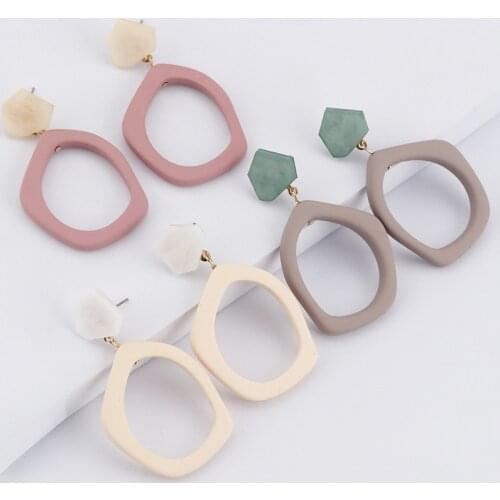 Romantic Mixed Color Acrylic Long Dangle Earrings For Women Jewelry Geometric Irregular Pendientes Female Korean Earrings 2019