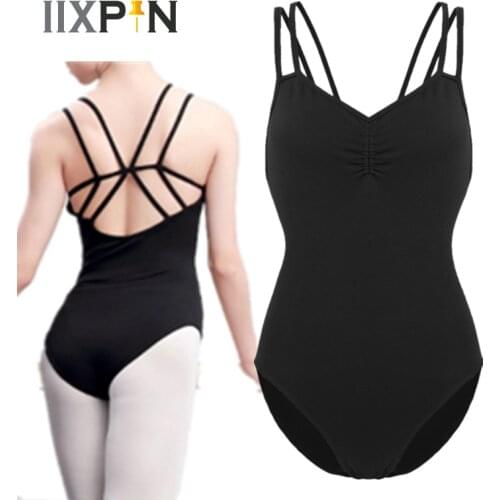Women leotard Ballet Dance Spaghetti Straps Criss Cross Built In Shelf Bra Leotard Gymnastic Bodysuit Ballet Dancewear turnpakje
