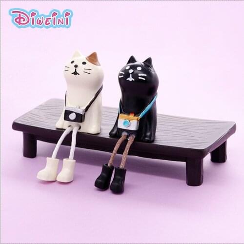 Hanging Feet Decole Cat Animal Model Miniature Figurine Fairy home Garden Wedding action Figures Doll Decoration Girl toy gift