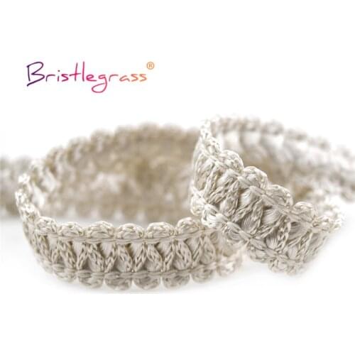 BRISTLEGRASS 1 Yard 5/8" 16mm Shiny Woolen Braided Crochet Lace Trims Macrame Vintage Ribbon Headband Costume Dress Sewing Craft