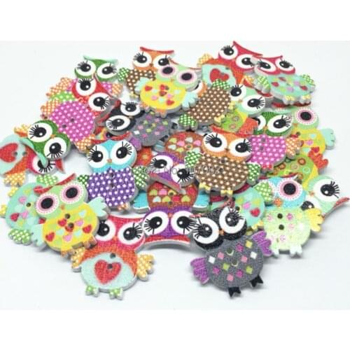 1000pcs 25X23mm Owls Wood Buttons Sewing Accessories Cartoon Cute Owl Button Embellishments Cardmaking Scrapbooking