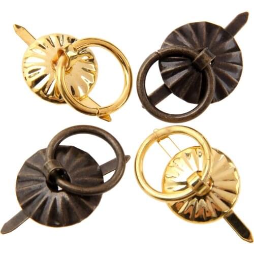 12pcs/4pcs Pull Handle 17mm Vintage Iron Ring Knobs Gold/Antique Bronze Cabinet Door Cupboard Drawer Wardrobe Furniture hardware