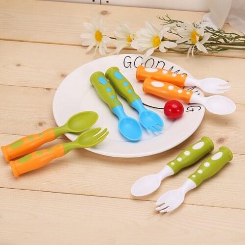 2pcs/set Baby Feeding Spoon Child Toddler Cutlery Fork Spoon Set With Case Infant Baby Feeder Utensils