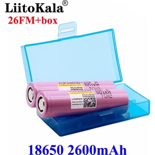 2pcs liitokala 26FM 3.7V 18650 2600mAh batteries rechargeable Battery ICR18650-26FM safe batteries Industrial use