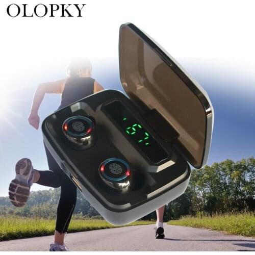 Bluetooth Earphone Mini Wireless Bluetooth Headset TWS Headphone Binaural Sport HD Call with LED Digital Display IPX7 Waterproof