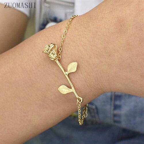 Rose Bracelet Mom Jewelry Dainty Rose Flower Bracelet Beauty And The Beast Jewelry Gift For Mom Floral Bracelet Bridesmaid Gift