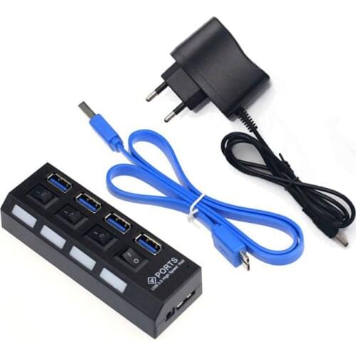 CARPRIE 4 Ports USB 3.0 HUB With On/Off Switch Power Adapter For Desktop Laptop EU Convenience 17Dec28