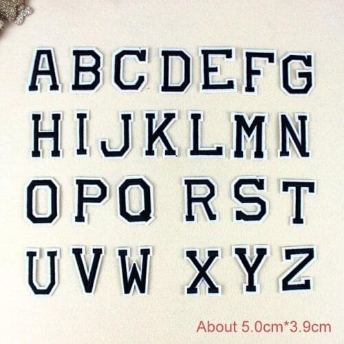 Black Embroidery 26 English letters clothing patch hot iron on patches for clothes Applique Stickers For Jeans