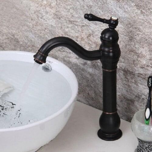 Black Oil Rubbed Bronze Kitchen Wet Bar Bathroom Vessel Sink Faucet Mixer Tap Single Hole Swivel Spout One Handle mnf300