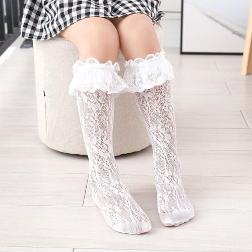 Citgeett Children Lace Socks Baby Girls Knee High Socks Royal Style Toddlers Long Kids Hollow Out Infant 3-8Y