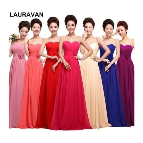 Long chiffon multi color red blue purple orange bridemaids dress bridal fuschia bridemaid party dresses for wedding guests