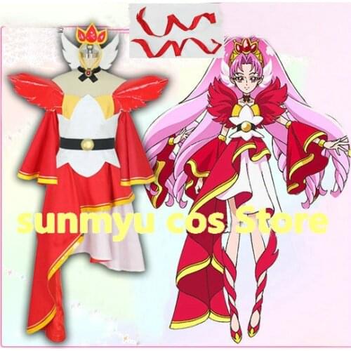 Go!Princess PreCure Pretty Cure Akagi Towa Cure Scarlet Cosplay Costume,Custom Size Halloween