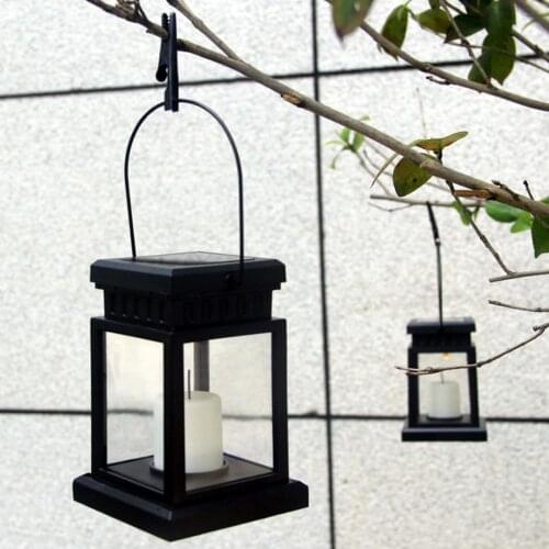 HobbyLane LED Solar Flameless Candle Lantern with Hanging Clip for Outdoor Lighting