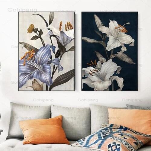 Canvas Paintings Nordic Retro Flowers Posters and Prints Vintage Plant Home Decoration Wall Art Pictures for Living Room Bedroom