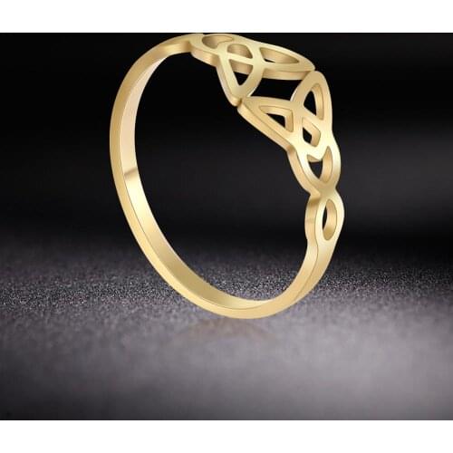 My shape Irish Celtics Trinity Knot Rings Viking Nordic Amulet Ring Vintage Bague Women Gifts Anillos Stainless Steel Jewelry