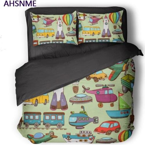 AHSNME Cartoon Childrens Toy Design Quilt Cover Set Set Polyester Cotton Bedding Set customize of Super King Size Bed Set