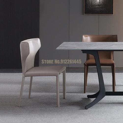 Saddle Leather Dining Chair Home Modern Minimalist Nordic Light Luxury Dining Chair Italian Minimalist Designer Chair Desk Chair