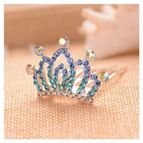 Colorful Rhinestone Small Crown Tiara For Girls Fashion Flower Girls Party Hair Tiara Hair Accessories