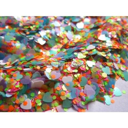 Matte Neon Hexagon Heart and Strip Glitter Mix Solvent Resistant Glitter Blend for Nail Polish Frankening Scrapbooking