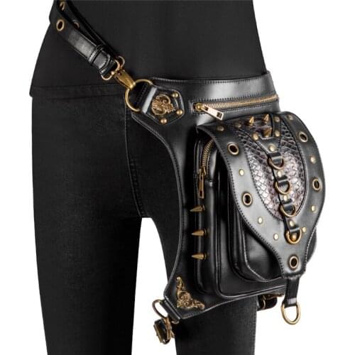 Middle Ages Accessories Fashion New Cosplay Vintage Punk Style Rivet Zipper Snakeskin Messenger Bag Cool Locomotive Decorations