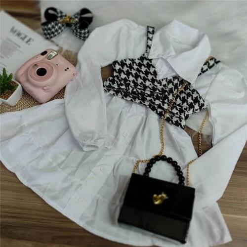 1-5Y Fashion Autumn Toddler Kids Girls Clothes Sets Long Sleeve Button Shirts Dress+Knitted Plaid Vest Children Casual Outfits