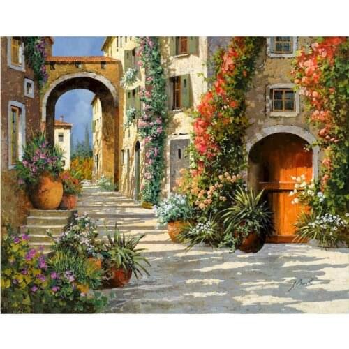 Painting By Numbers DIY Dropshipping Digital Painting 40x50cm Summer Town Landscape Canvas Wedding Decoration Art picture Gift