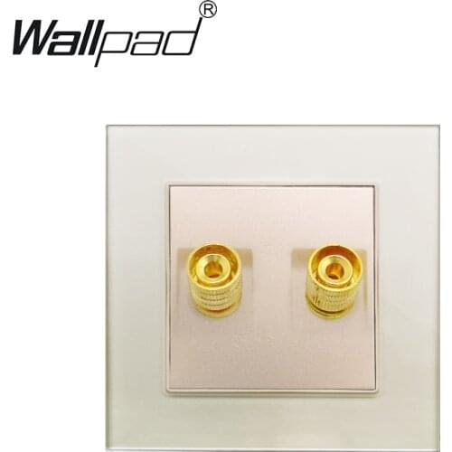 Audio Wall Socket Gold Glass Panel Wallpad 2 Pin Audio Outlet Connector 86mm * 86mm