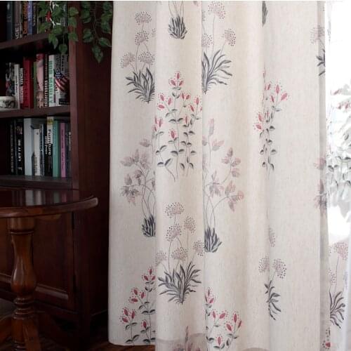NEW Fresh American vintage curtains cotton linen printed curtains for bedroom living room study linen semi-shading curtains yarn
