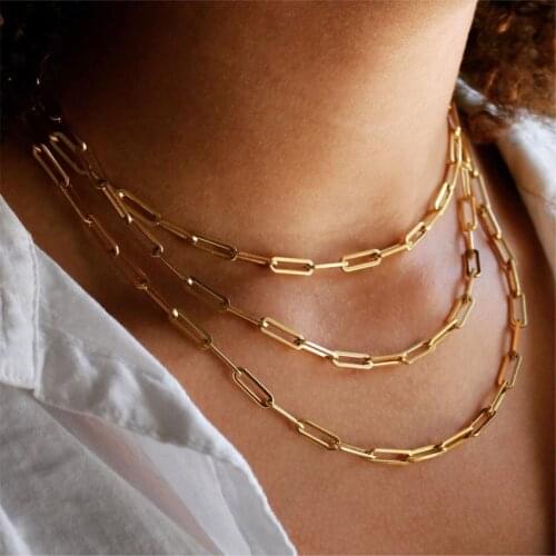 Good Quality Thick Chain 18K Gold Necklace Mixed Linked Circle Chunky Choker Necklaces for Women Colar Minimalist Party Jewelry