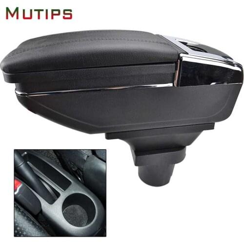 Mutips for Toyota yaris armrest box car arm rest leather storage accessories USB rotatable interior parts decoration automobile