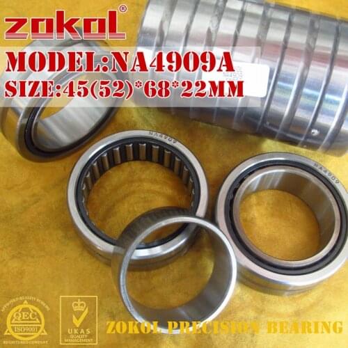 ZOKOL NA4909 A bearing NA4909A Entity ferrule needle roller bearing 45*68*22mm RNA4909A 52*68*22mm