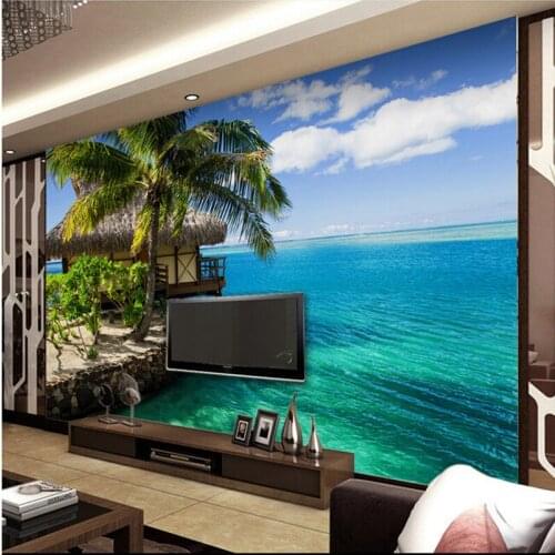 The custom 3D murals,3d simple modern Aegean Sea TV art background wall,living room sofa wall bedroom wall paper