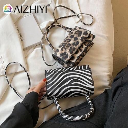 Casual Pure Color Handbag Purse Women Leopard PU Leather Cow Zebra Pattern Print Shoulder Bag Retro Mini Messenger Bags