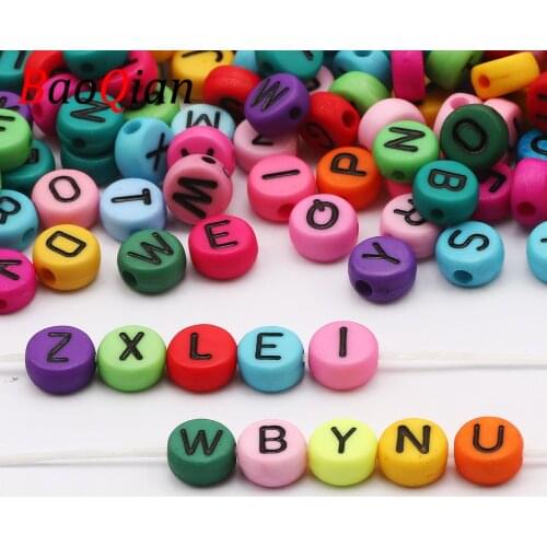 Mixed Color Round Flat Loose Spacer Acrylic Letter Beads For Jewelry Making Handmade Alphabet Bracelet Necklace
