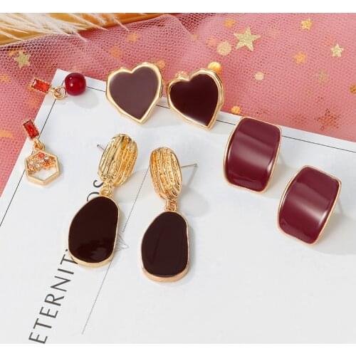 Luxury Korean Acrylic Heart Drop Earrings For Women Cute Statement Gold Dangle Earring 2020 Fashion Female Wedding Jewelry Gift