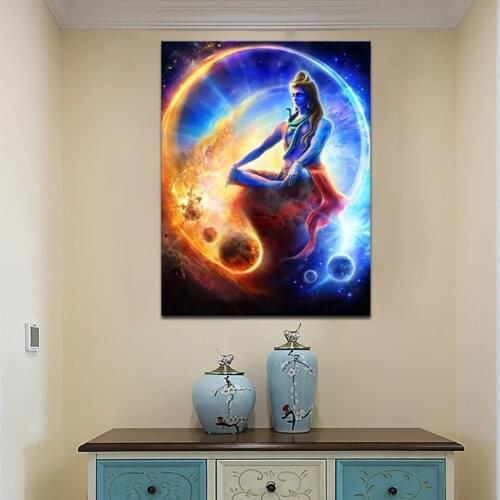 Shiva Indian God Statue Religious Wall Art Canvas Painting Poster Living Room Home Decor Picture HD Print