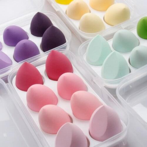 4/8PC Face Makeup Sponge with Box Liquid Foundation Powder Wet Dry Use Cosmetic Puff Hydrophilic Smooth Soft Sponge Beauty Tools