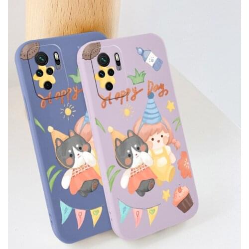 Happy Kitten Phone Case For Xiaomi Redmi Note 10 10S 9T 9 8 7 Pro MAX Redmi 9 9A 9T K40 K30 K20 Pro Liquid Silicone Cover