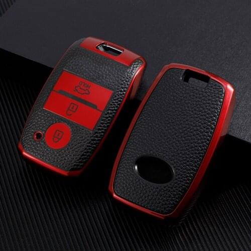 Car Leather Key Case TPU Cover For Kia CEE'D Sorento Sportage Rio Carens Chiave Cle Cadenza Carnival Smart Remote Protect Holder