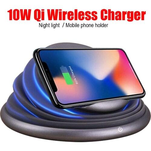 Universal LED Light Mood Flashing Wireless Charger Holder Fashionable Wireless Charging Station for Samsung S9 S8 IPhoneX 8 Plus