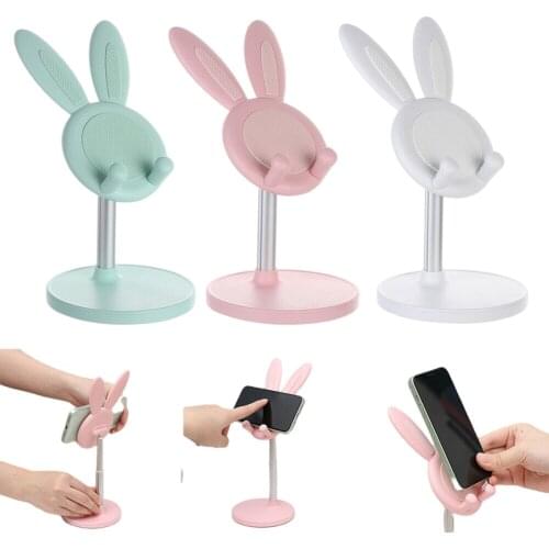 Ears Cute Bunny Tablet Stand Mobile Phone Holder Flexible For Phones Accessories Desktop Rack Adjustable Support Telephone