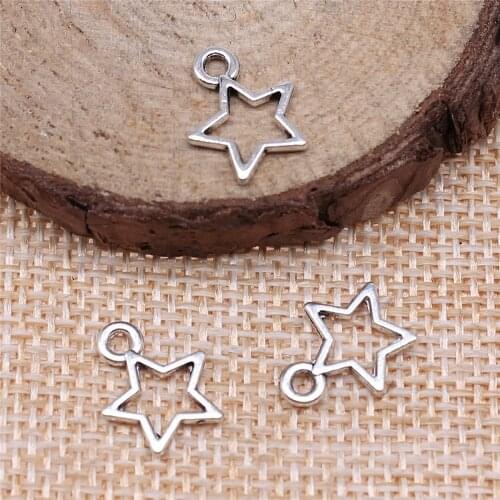 WYSIWYG 40pcs 14x11mm Star Hollow Charms DIY Jewelry Hollow Star Charms For Jewelry Making Hollow Star Charms