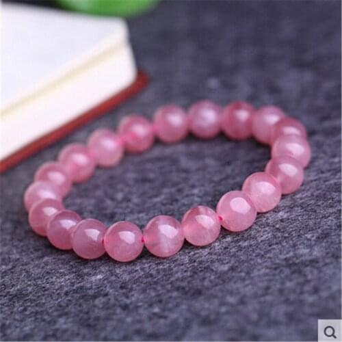 Natural Rose Pink Quartz Bracelets Women Lady Stretch Crystal Round Bead Fashion Natural Stone Bracelet 7mm-15mm Size Available