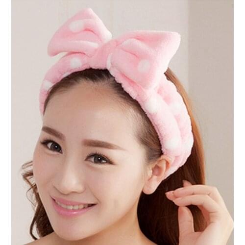New Fashion For Womens Girls Cute Bow Stretch Headband Headwear Lady Bath Spa Gift Headdress Hair Band Accessories Makeup Tools