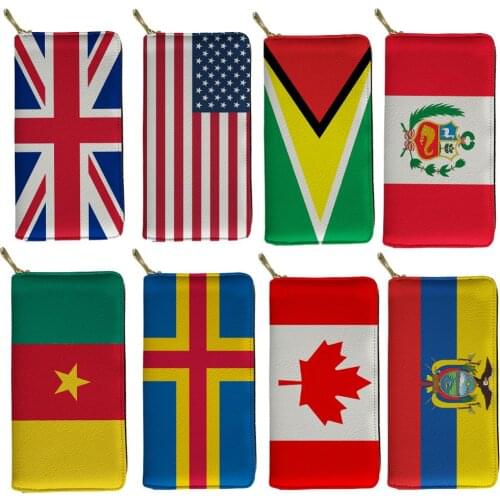 Twoheartsgirl Fashion Lady Purse England American Flag Print Women Wallets Card Holders Zipper Clutch Moneybag Coin Purse