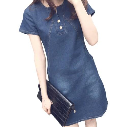 Plus Size 5XL Denim Dress For Women Summer New Casual Jeans Dress With Button Pocket Sexy Denim Mini Dress Womens Clothing Dress