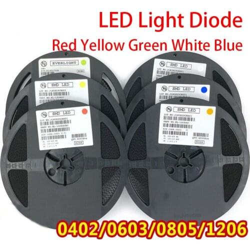 1Reel 0402 0603 0805 1206 1210 smd led Red Yellow Green White Blue light emitting diode Clear LED Light Diode Set