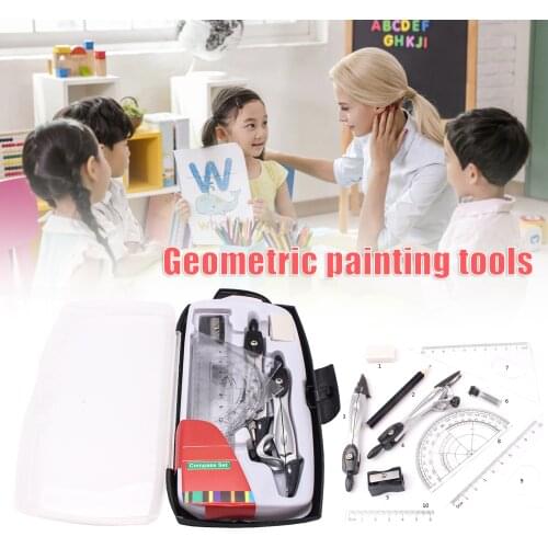 10pcs Geometry Kit Geometry Protractor for Drawing Eraser Compasses Set Math Eraser Ruler For Students Geometry Kit DJA88